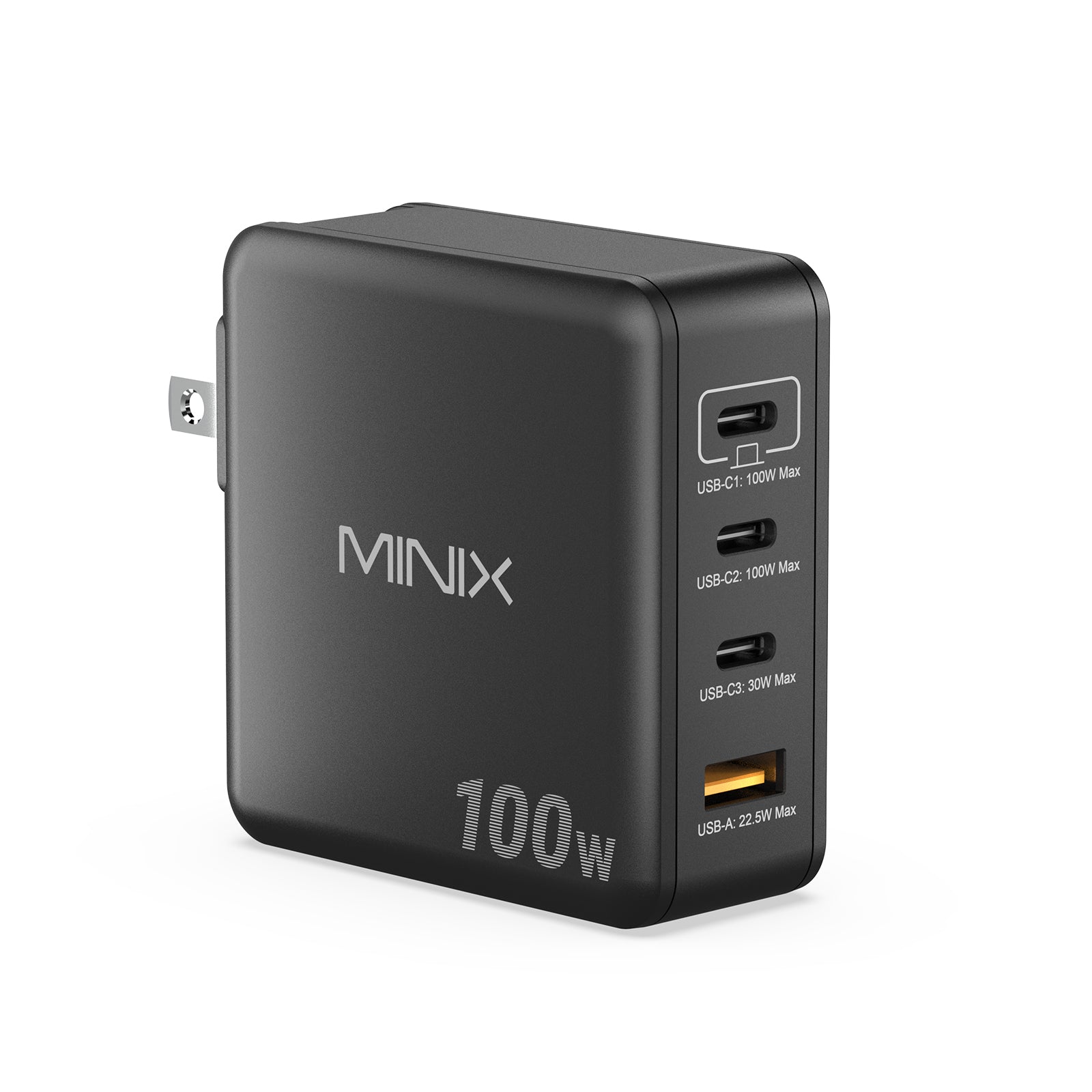 MINIX P100 100W GaN Charger with 3 x USB-C + 1 x USB-A